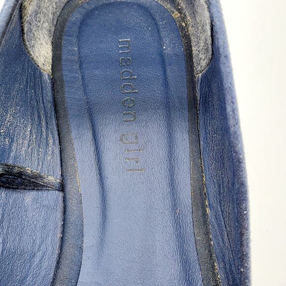 Madden Girl Bee Happy Navy Blue Glod Embroidered Round Toe Flats Women’s Sz 8.5 - Picture 8 of 9